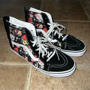 Floral Hi Top Vans Shoes (kids 7 / mens size 7)